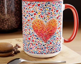 Valentine's Day Heart Coffee Mug - Romantic 15oz Ceramic Mug