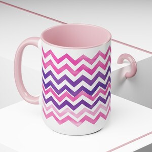 Perfect Chevron Purple and Pink Coffee Mug – Colorful Ceramic Cup for Coffee Lovers % Unique Gift Idea for Her