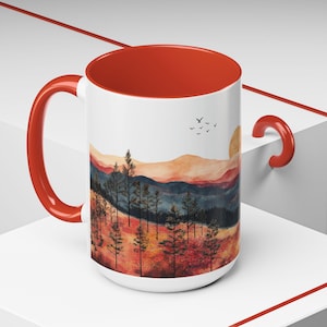 Mountain Sky Coffee Mug: Artistic Ceramic Mug, Nature Decor (15oz)