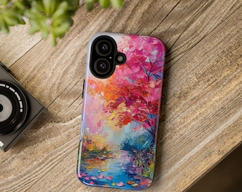Rainbow Impressionism Art Phone Case: Stylish Protective Cover