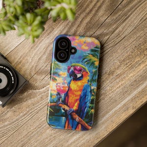 Tropical Party Parrot Phone Case: Impact Resistant Cover