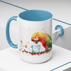 Parrot Coffee Mug: Tropical Bird Lover Gift, 15 oz Ceramic