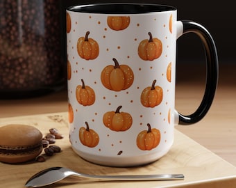 パンプキンマグ：15オンスセラミックコーヒーカップ、秋のハロウィンデコレーション