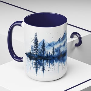 Wonderous Artistic Winter Mountain Pattern Ceramic Coffee Mug 15 oz | Cozy
