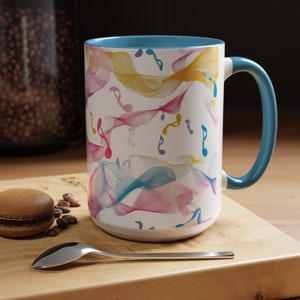 Music Lover&#39;s Coffee Mug 15oz – Perfect Gift for Musicians, Music Enthusiasts, & Coffee Drinkers – Unique Music Note Design