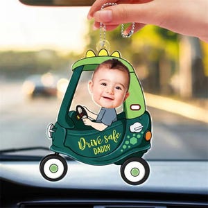 Drive Safe Daddy 車用ハンガー、カスタマイズされた写真 Drive Safe Daddy - 誕生日、お父さん、お母さん、お父さん、お母さんへの愛のギフト