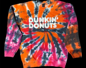 Dunkin Inspired Tie Dye | Tie Dye | Coffee Tie Dye | One of a Kind Tie Dye | Coffee Lover | Donuts | Coffee Sweatshirt