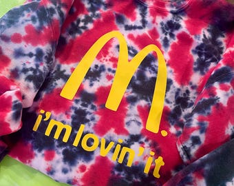 McDonald's Inspired Tie Dye Crewneck Sweatshirt | Red & Black