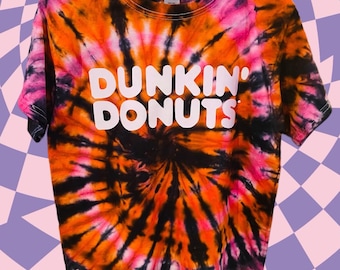 Dunkin Inspired Tie Dye | Tie Dye | Coffee Tie Dye | One of a Kind Tie Dye | Coffee Lover | Donuts | Coffee Shirt