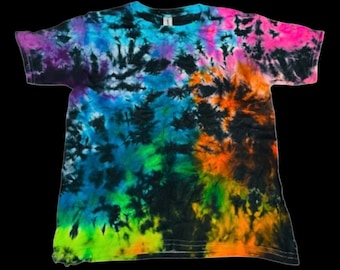 Zombie Glitter Tie Dye T-Shirt | Black Rainbow Scrunch Dye