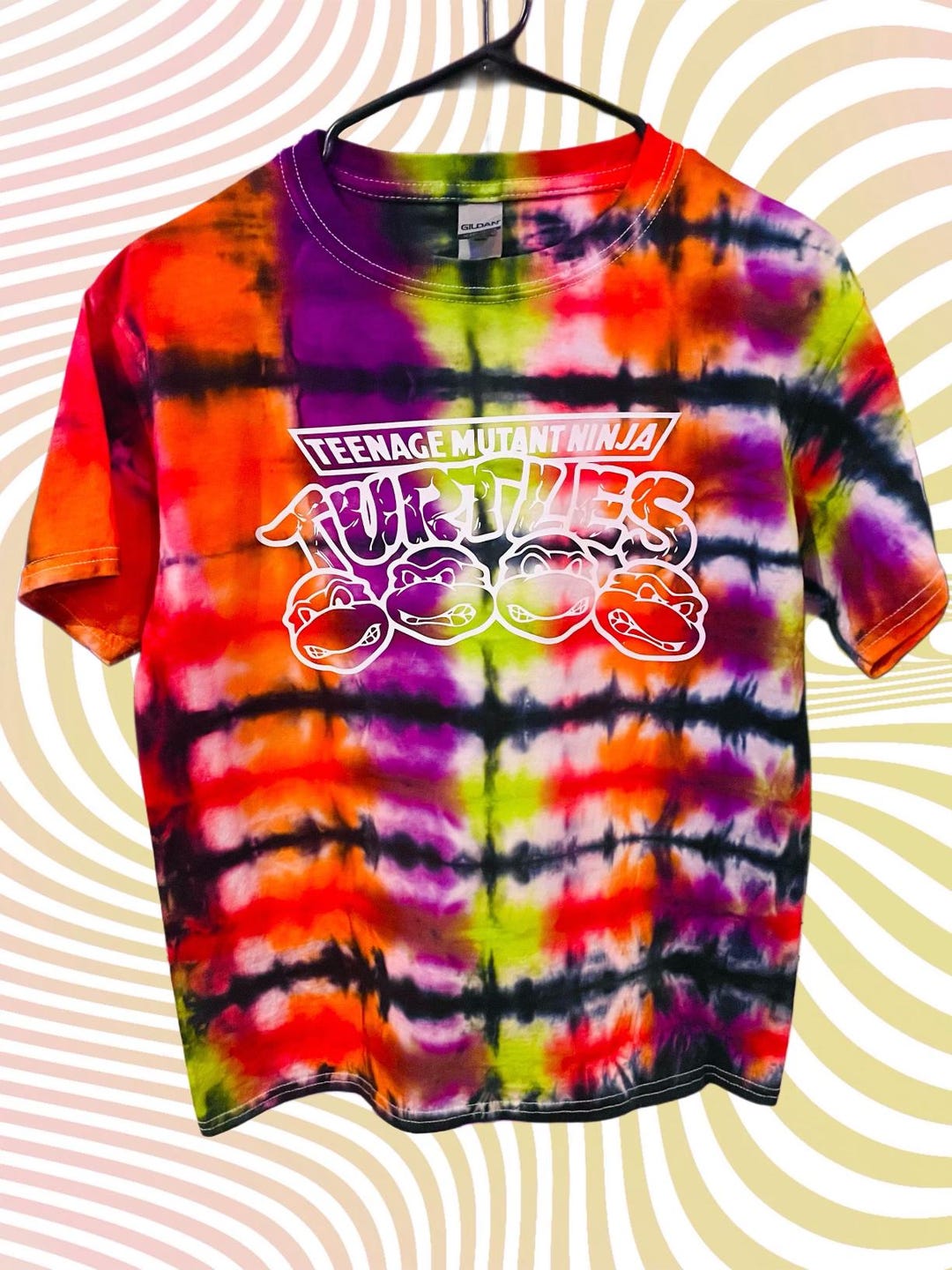 Teenage Turtles Tie Dye 90 Movie Cartoon Tie Dye Tshirt Mutant Turtles