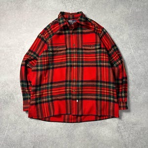 Vintage 90s Wool Checkered Shirt by Polo Ralph Lauren, Size L