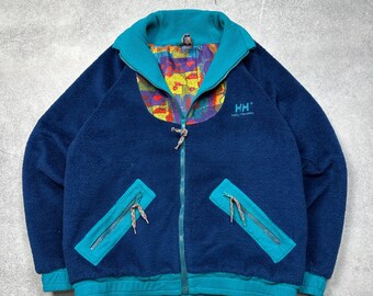 Vintage Helly Hansen Fleece Full Zip Size XL Green 90s Sweater