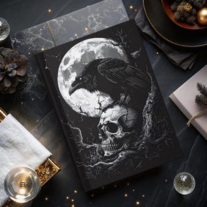 Raben Schädel Journal, Hexerei Notizbuch, Vintage Gothic Decor, Gruseliges Tagebuch, Okkultes Skizzenbuch, Dark Fantasy Notizblock, Gothic Raven Art