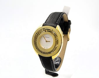 GIANNI VERSACE DESTINY Mop Mother of Pearl Large Unisex Gold Monogram Fashion Watch - original - Designer -running - VC4