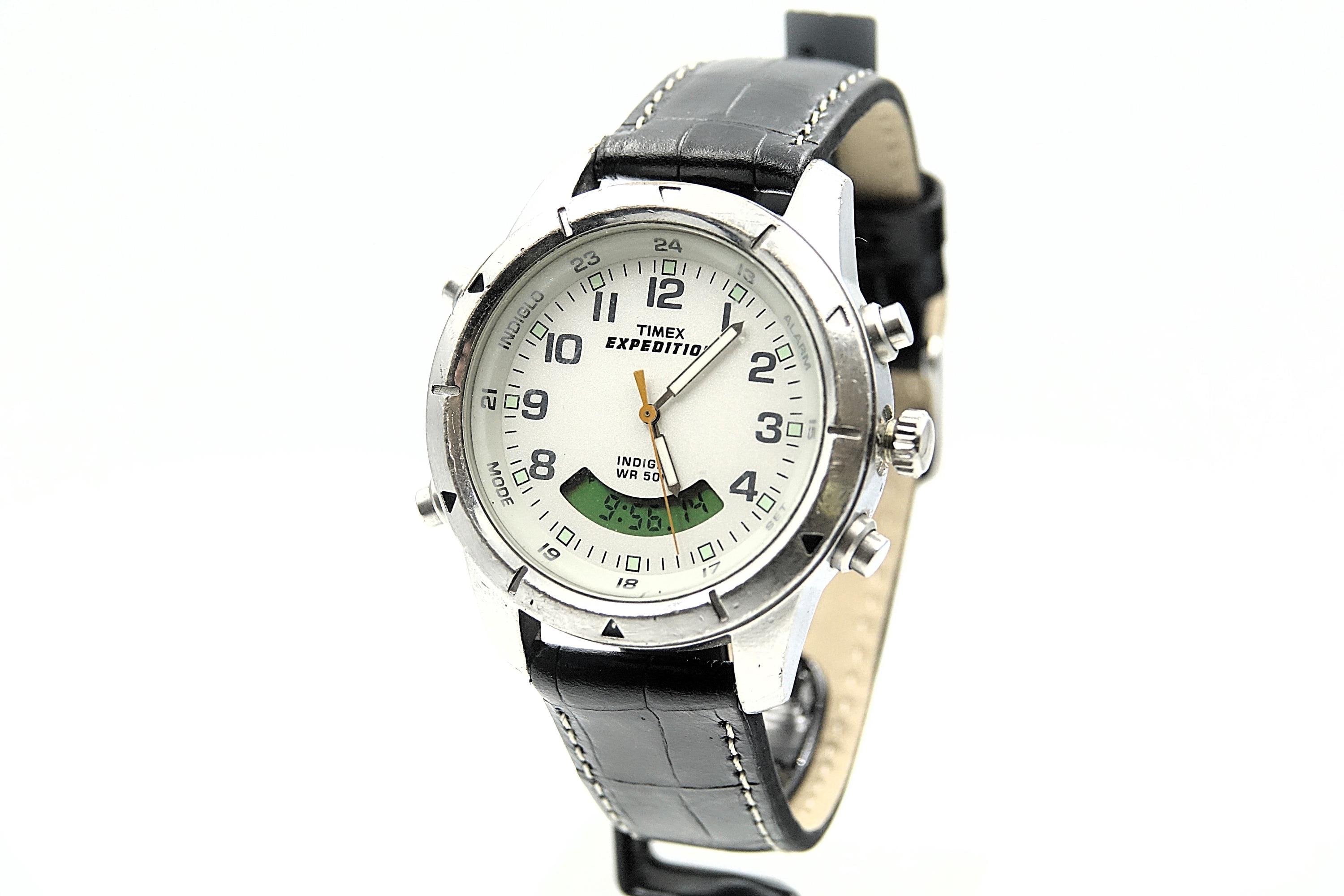 美しいヴィンテージ TIMEX メンズ EXPEDITION INDIGLO アラーム 