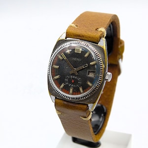 HERO MEN ultra rare Pepsi Dial fluted Bezel Rally - Hand Wind - original - swiss made - running - 1960's - excelent condition