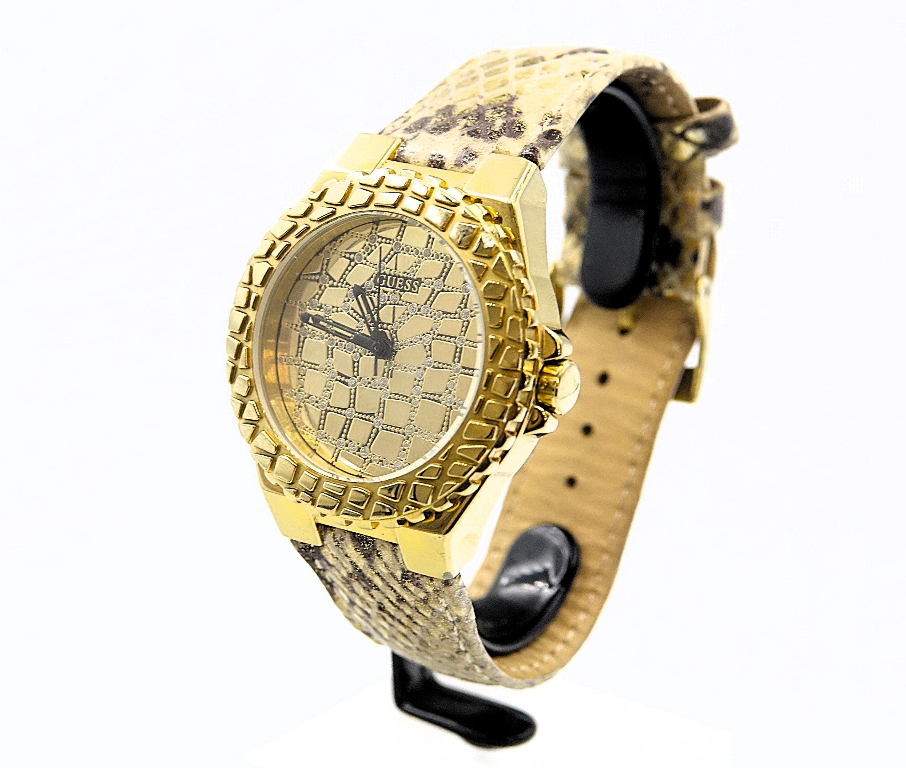 GUESS Gold-Tone Watch with Taupe Snake-Print Wrap Strap Guess Collection Watch GC Lady chic Gold Snake Skin Pattern  main image 3