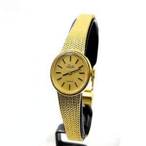 Elegant Lasita Incabloc Frosted Bracelet Gold Plated Watch with Manual wind Mechanical Watch