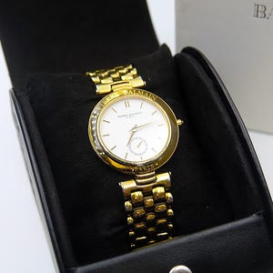 PIERRE BALMAIN PARIS Men Gold Plated Full Set Box And Papers - original - swiss made - running - excelent condition