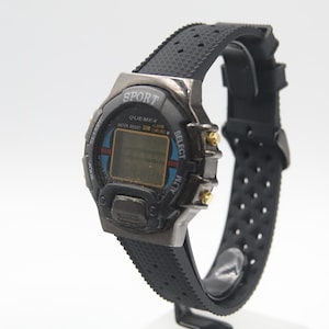 Beautiful QUEMEX SPORT COOL Digital Mens All Black Watch With Light on The Display Function - Waterproof - Quartz Watch