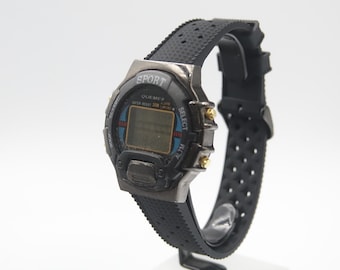 Beautiful QUEMEX SPORT COOL Digital Mens All Black Watch With Light on The Display Function - Waterproof - Quartz Watch