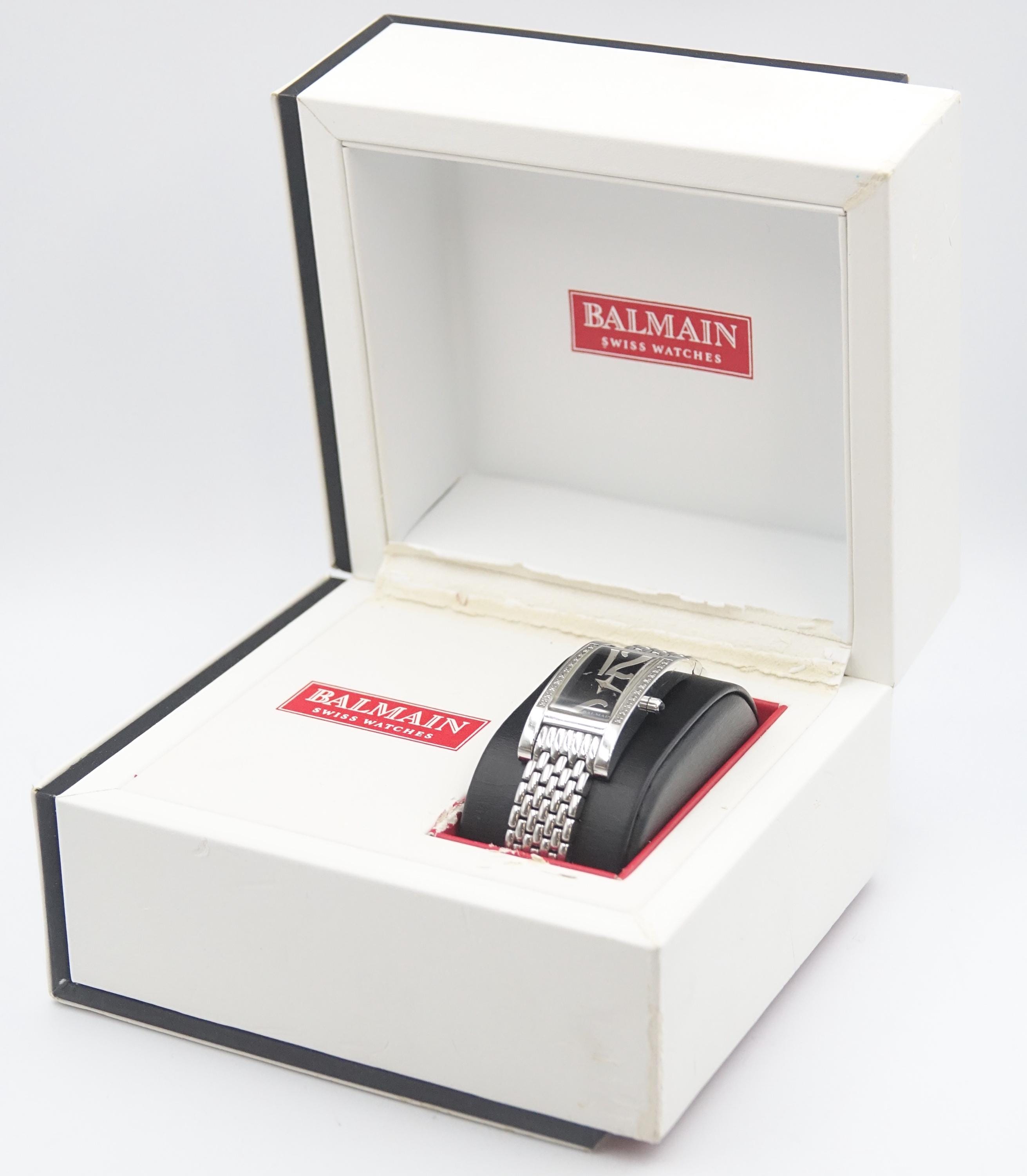 PIERRE BALMAIN PARIS Ladies Tank Jeweled Bezel Full Set Box and