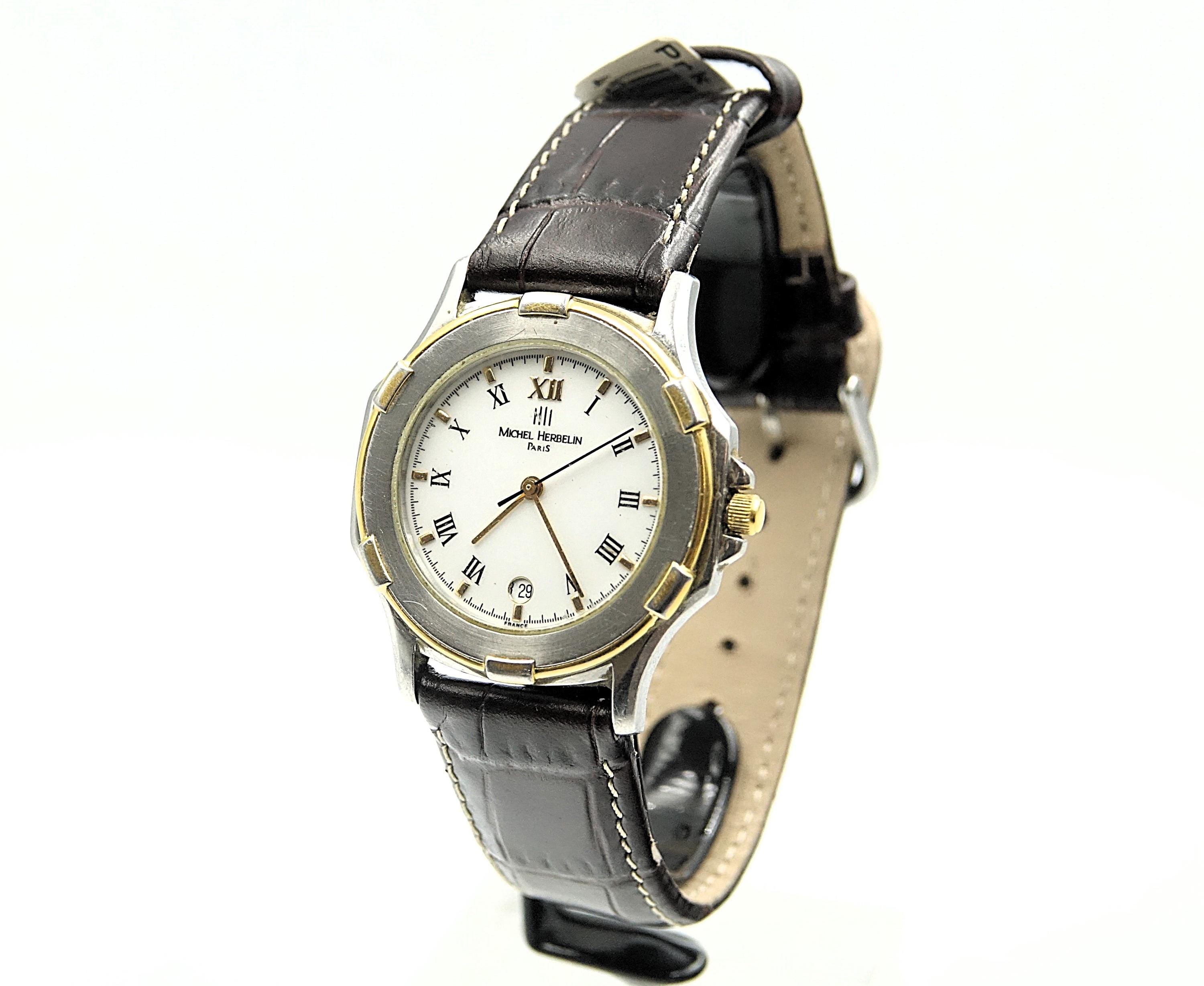 Michel Herbelin Safari クォーツ腕時計 - シンプル＆クラシックデザイン MICHEL HERBELIN SAFARI Two Tone White Dial Roman Numerals Eta