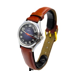 YEMA MEN Blue Dial French Designer Watch Hand Wind Mechanical - 1970 's - original - vintage - running - excelent condition