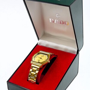 Reloj automático RADO chapado en oro para hombre, esfera con diamantes auténticos, ref. 561.3379.2, original, en funcionamiento, década de 1980
