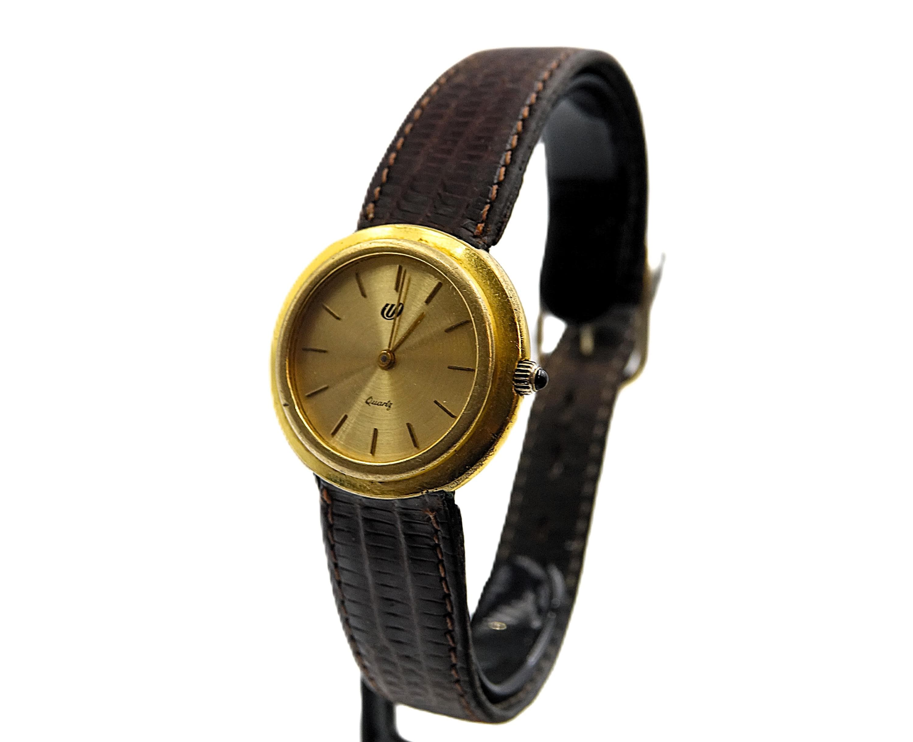 Montre Bracelet Vintage Waterman Unisexe - Cadran Chiffres Romains - Boîtier Acier, Bracelet Cuir - Occasion