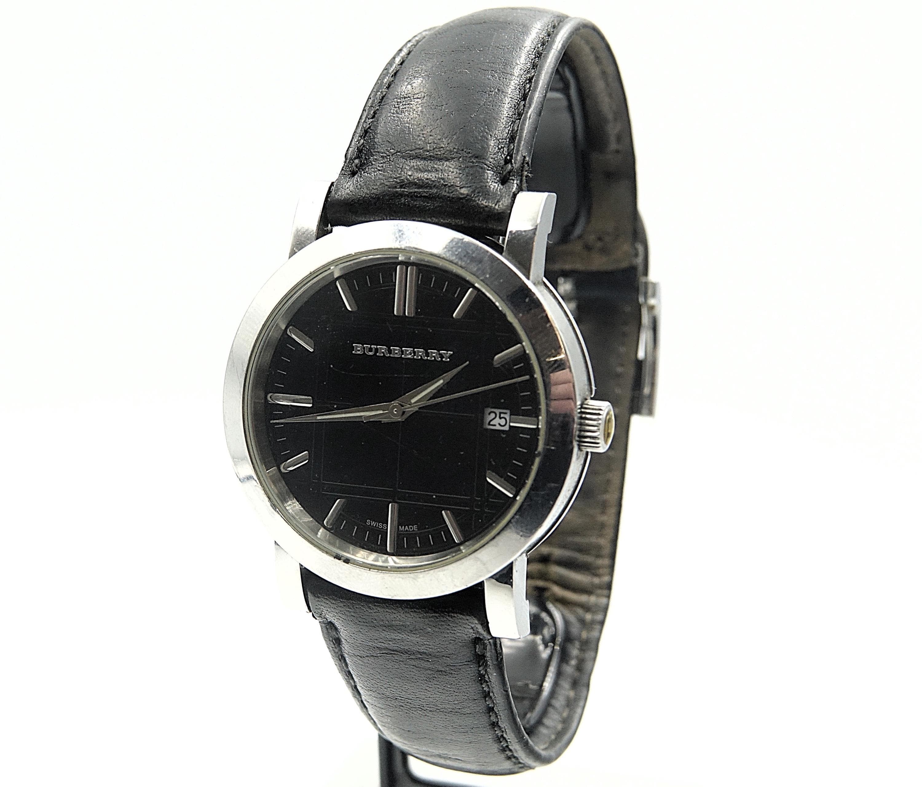 Burberry Silver Dial Black Leather Strap Watch Burberry Unisex BU9359 Beat Check Chronograph Black Leather  main image 2