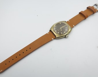 RODANIA UOMO Orologio svizzero con quadrante marrone cioccolato, carica manuale, meccanico - originale - vintage - funzionante - condizioni OK