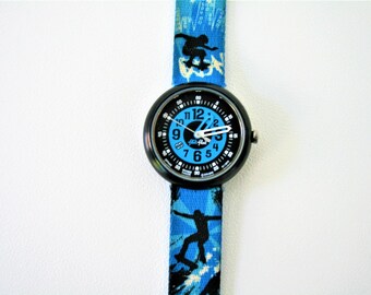 Blue Black Flik Flak Watch - Etsy display picture 3