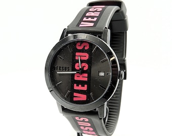 GIANNI VERSACE VERSUS Large Designer Black Pvd Coated Fashion Watch - original - Designer -running - excelent condition - VSPLN0519