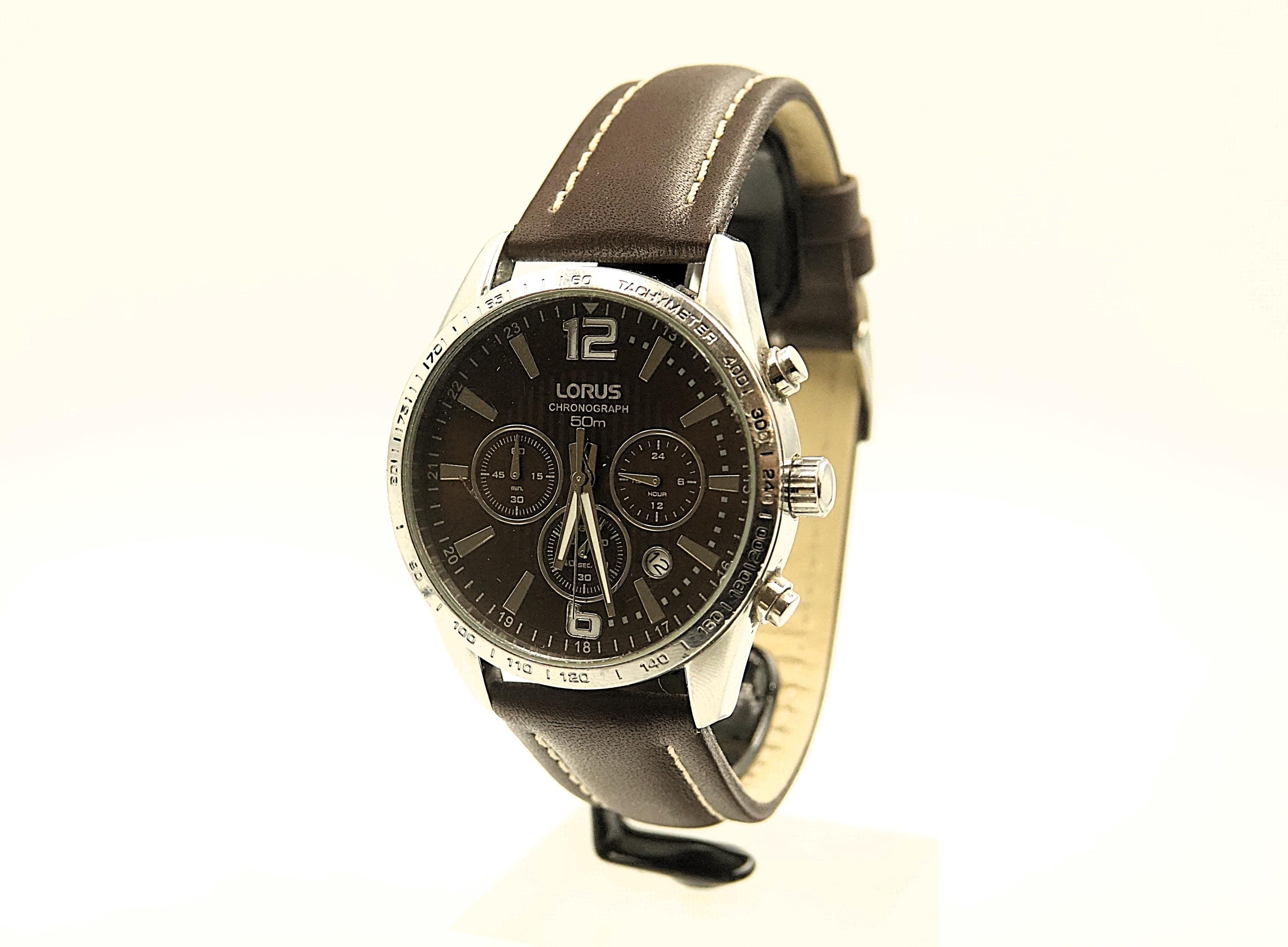 Original LORUS BY SEIKO Men Chocolate Dial Chronograph Dress Watch