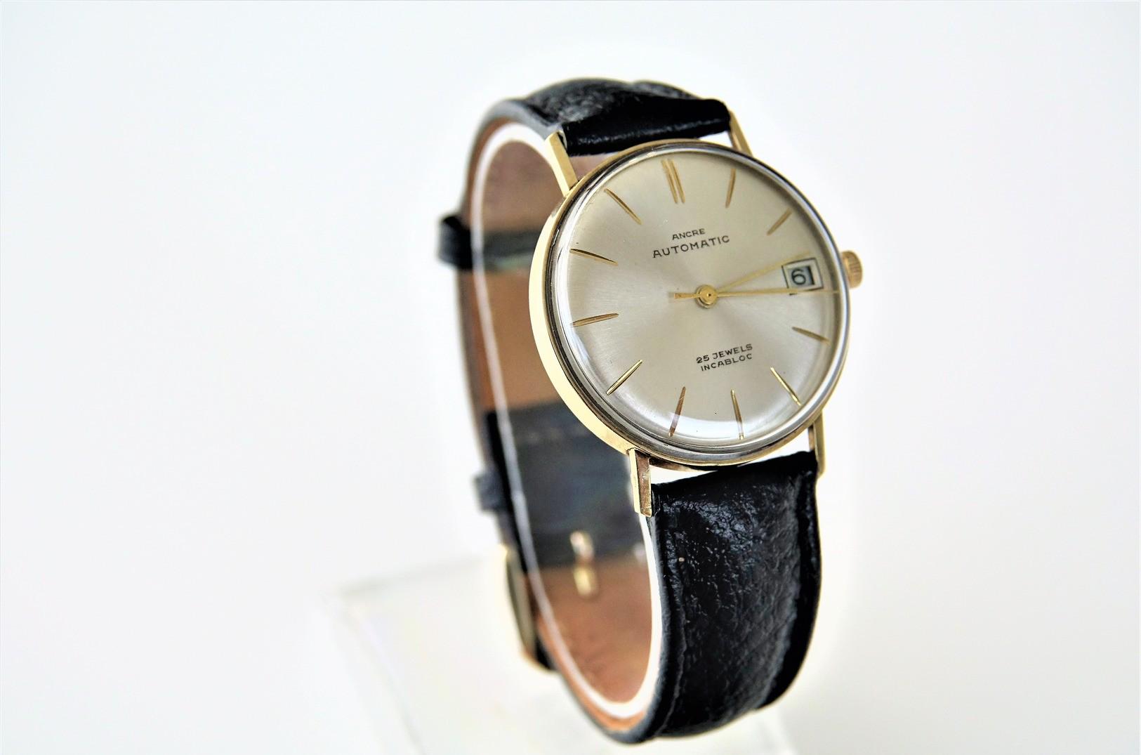 ANCRE 14K GOLD Automatic 25 Jewels Incabloc Date - Original