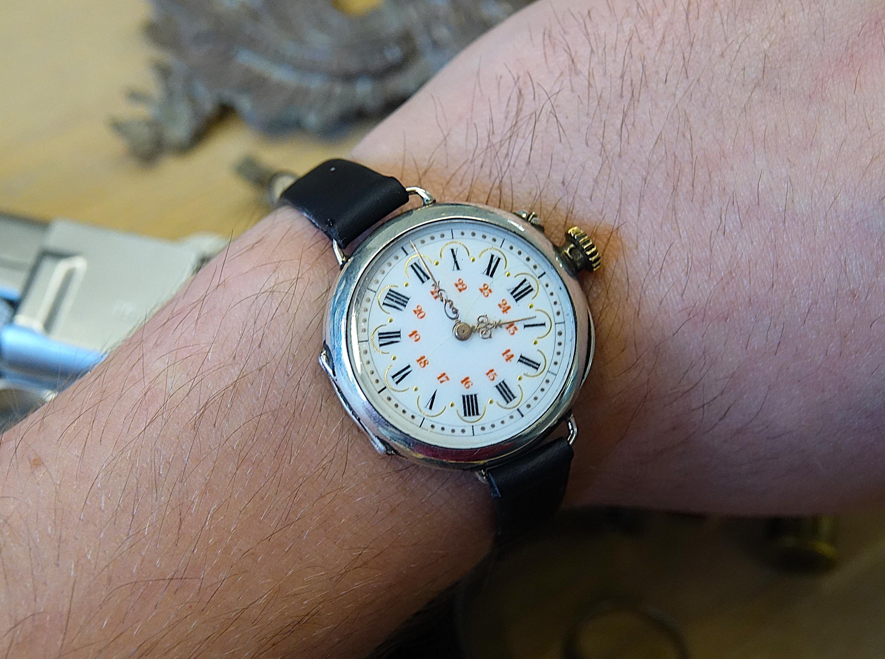 Orologi Laco Cinturino In Pelle Per Orologi Da Trincea WW1 - Fatto A Mano In Galles, Stile Bund, Varie Larghezze Orologi Militari Americani