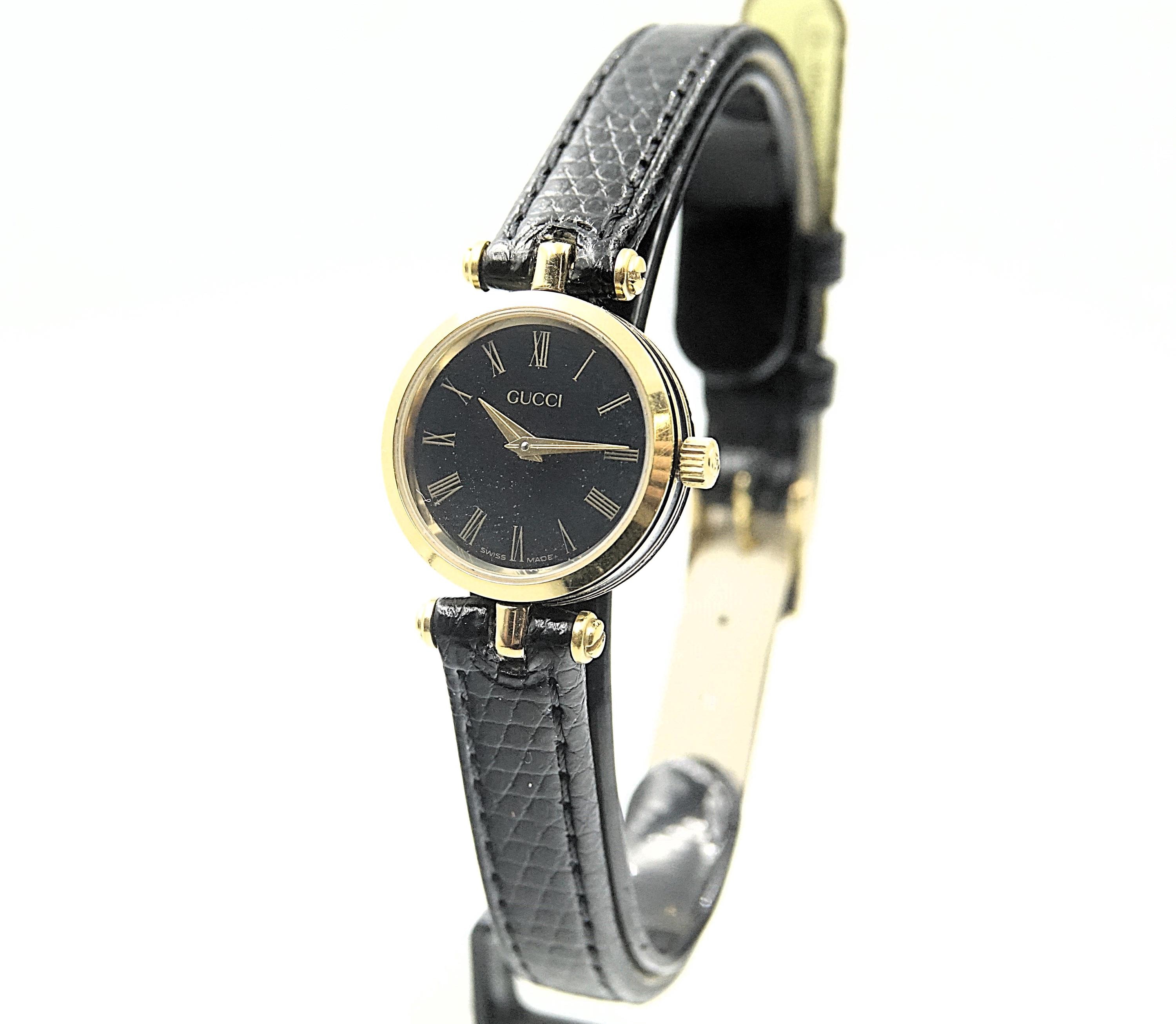 GUCCI Ladies SHERRY LINE Black Roman Numerals Dial Gold  display picture 1