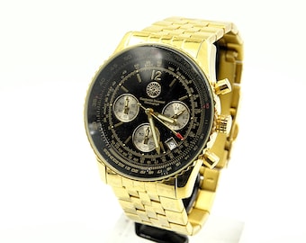 CONSTANTIN DURMONT Air Commander Rare Gold Plated Large Size Chronograph - Ref. 8184 - Original - Running - Excelent Condition - Jumbo