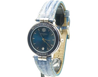 MICHEL HERBELIN NEWPORT Men Blue Dial Quartz Ref. 12456-s - Original - Running - Excelent - Ultra Rare Collectors piece