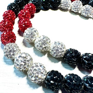 RED BLACK & WHITE Sparkly Bead Necklace | Softball Bling | Rhinestone Sparkle Necklace | Team Colors | Sports Gifts