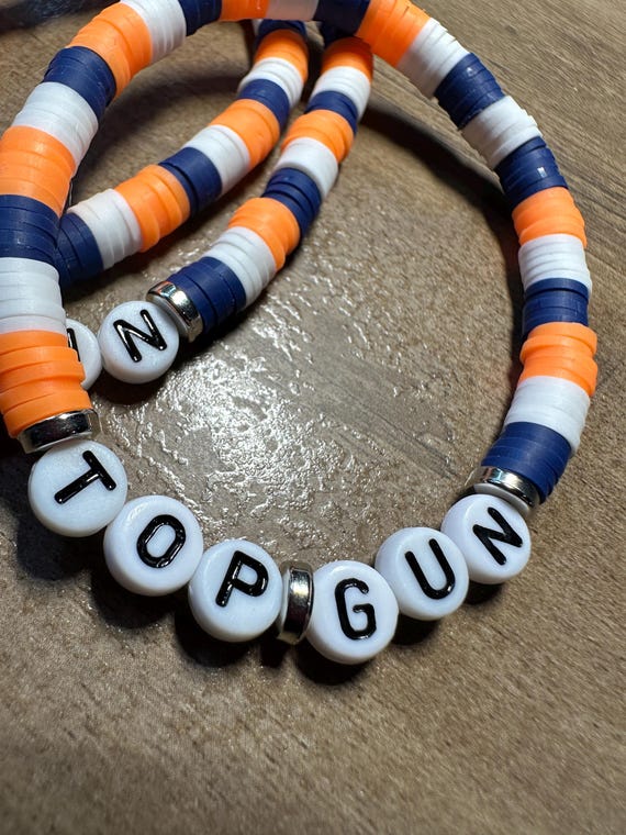TOP GUN Bracelets with Heishi Beads Friendship Beads Sports Jewelry  Softball Bracelets Team Colors