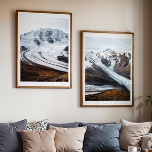 Engadin Berge Prints 2er-Set | Berggipfel Foto Graubünden Schweiz | Schweizer Alpen Berg Foto Poster | Poster Set Schweiz | Gletscher Print