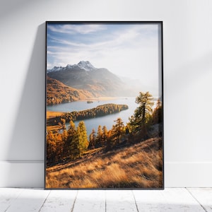 Engadin Silsersee Herbst Print | Sils Foto Poster | Schweizer Alpen See Poster | Oberengadin Graubünden Print | Schweizer Berge Landschaft