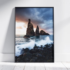 Póster fotográfico de Madeira | Impresión de Ribeira da Janela, Impresión del mar de Portugal, Recuerdos de viaje a Madeira, Arte mural fotográfico de Porto Moniz, Fotografía del océano