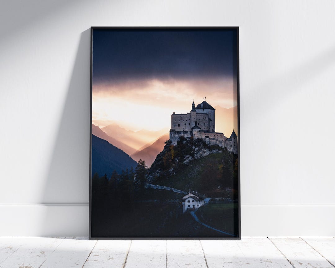 Castle Tarasp Print | Mystical Swiss Castle Lower Engadin, Dramatic Sun ...