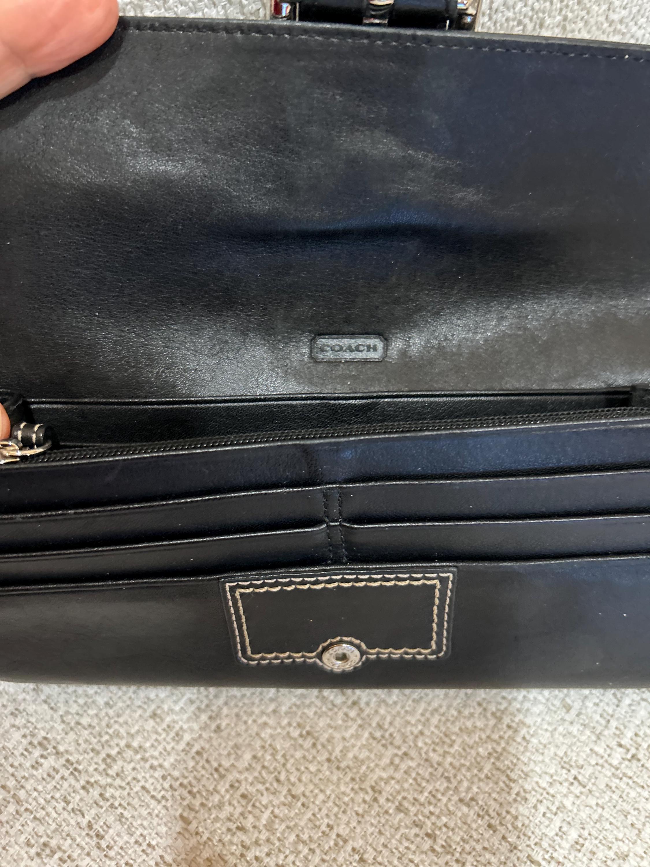 Vintage Coach Soho Black Leather Buckle Bag & Matching Wallet Set