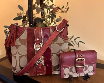 Rare Y2K Coach Hamptons Patchwork Snakeskin & Suede With Matching Wallet Set