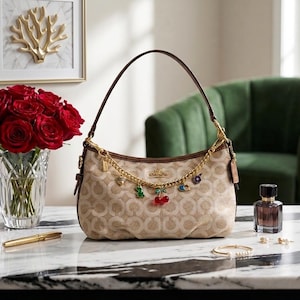 Authentic Coach Mia Signature Op Art Mini Bag with Charm Chain, YKK Zipper